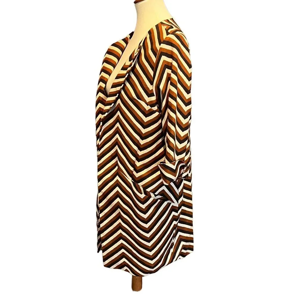 Eva Franco Anthropologie Oversized Cardigan Chevron Print Pockets Size XS / S - Picture 5 of 12